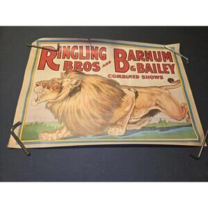 Vintage Ringling Bros & Barnum & Bailey Circus Poster with Lion Illustration